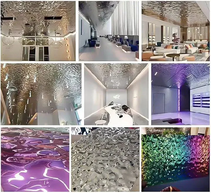 Flat SUS304 Mirror Water Wave Stainless Steel Panel 6